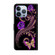 iPhone 15 Pro Max Crystal 3D Shockproof Protective Leather Phone Case - Purple Flower Butterfly