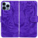 iPhone 15 Pro Max Tiger Embossing Pattern Leather Phone Case - Purple