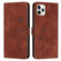 iPhone 15 Pro Max Skin Feel Heart Pattern Leather Phone Case - Brown