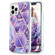 iPhone 15 Pro Max Electroplating Splicing Marble Flower Pattern Dual-side IMD TPU Shockproof Phone Case - Dark Purple