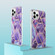 iPhone 15 Pro Max Electroplating Splicing Marble Flower Pattern Dual-side IMD TPU Shockproof Phone Case - Dark Purple
