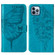 iPhone 15 Pro Max Embossed Butterfly Leather Phone Case - Blue