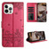 iPhone 15 Pro Max Cat Embossing Pattern Leather Phone Case with Lanyard - Red