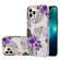 iPhone 15 Pro Max Electroplating Pattern IMD TPU Shockproof Case with Rhinestone Ring Holder - Purple Flower
