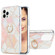 iPhone 15 Pro Max Electroplating Splicing Marble Pattern IMD TPU Shockproof Case with Ring Holder - Pink White