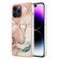 iPhone 15 Pro Max Electroplating Marble Dual-side IMD Phone Case with Ring - Rose Gold 015