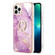 iPhone 15 Pro Max Electroplating Marble Pattern IMD TPU Shockproof Case with Ring Holder - Purple 001