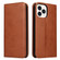 iPhone 15 Pro Max Fierre Shann PU Genuine Leather Texture Phone Case - Brown
