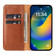 iPhone 15 Pro Max Fierre Shann PU Genuine Leather Texture Phone Case - Brown