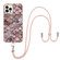 iPhone 15 Pro Max Electroplating Pattern IMD TPU Shockproof Case with Neck Lanyard - Pink Scales