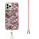 iPhone 15 Pro Max Electroplating Pattern IMD TPU Shockproof Case with Neck Lanyard - Pink Scales