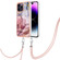 iPhone 15 Pro Max Electroplating Marble Dual-side IMD Phone Case with Lanyard - Rose Red 014