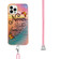 iPhone 15 Pro Max Electroplating Pattern IMD TPU Shockproof Case with Neck Lanyard - Dream Chasing Butterfly