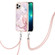 iPhone 15 Pro Max Electroplating Marble Pattern IMD TPU Shockproof Case with Neck Lanyard - Rose Gold 005