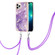 iPhone 15 Pro Max Electroplating Marble Pattern IMD TPU Shockproof Case with Neck Lanyard - Purple 002