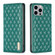 iPhone 15 Pro Max Diamond Lattice Magnetic Leather Flip Phone Case - Green