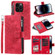 iPhone 15 Pro Max Multi-Card Totem Zipper Leather Phone Case - Red