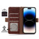 iPhone 15 Pro Max Ostrich Pattern Genuine Leather RFID Phone Case - Coffee