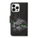 iPhone 15 Pro 3D Colored Drawing Flip Leather Phone Case - Black Cat