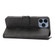 iPhone 15 Pro Embossed Happy Cat Pattern Flip Leather Phone Case - Black