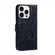 iPhone 15 Pro Lace Flower Embossing Flip Leather Phone Case - Dark Blue