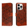 iPhone 15 Pro Sun Mandala Embossing Leather Phone Case - Brown