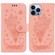 iPhone 15 Pro Butterfly Rose Embossed Leather Phone Case - Pink