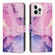 iPhone 15 Pro Painted Marble Pattern Leather Phone Case - Purple