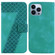 iPhone 15 Pro 7-shaped Embossed Leather Phone Case - Green