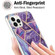 iPhone 15 Pro Electroplating Splicing Marble Flower Pattern Dual-side IMD TPU Shockproof Phone Case - Dark Purple