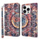 iPhone 15 Pro 3D Painted Leather Phone Case - Colorful Mandala