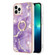 iPhone 15 Pro Electroplating Marble Pattern IMD TPU Shockproof Case with Ring Holder - Purple 002