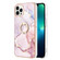 iPhone 15 Pro Electroplating Marble Pattern IMD TPU Shockproof Case with Ring Holder - Rose Gold 005