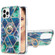 iPhone 15 Pro Electroplating Splicing Marble Pattern IMD TPU Shockproof Case with Ring Holder - Blue Green