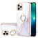 iPhone 15 Pro Electroplating Marble Pattern IMD TPU Shockproof Case with Ring Holder - White 006