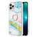 iPhone 15 Pro Electroplating Marble Pattern IMD TPU Shockproof Case with Ring Holder - Green 004