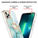 iPhone 15 Pro Electroplating Marble Pattern IMD TPU Shockproof Case with Ring Holder - Green 003