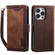 iPhone 15 Pro Retro Splicing Horizontal Flip Leather Phone Case - Brown