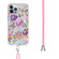 iPhone 15 Pro Flowers and Plants Series IMD TPU Phone Case with Lanyard - Purple Peony