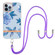 iPhone 15 Pro Flowers and Plants Series IMD TPU Phone Case with Lanyard - Blue Peony