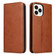 iPhone 15 Pro Fierre Shann PU Genuine Leather Texture Phone Case - Brown