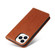 iPhone 15 Pro Fierre Shann PU Genuine Leather Texture Phone Case - Brown