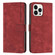 iPhone 15 Pro Skin Feel Stripe Pattern Leather Phone Case with Lanyard - Red