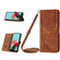 iPhone 15 Pro Skin Feel Stripe Pattern Leather Phone Case with Lanyard - Brown