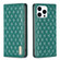 iPhone 15 Pro Diamond Lattice Magnetic Leather Flip Phone Case - Green