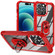 iPhone 15 Pro TPU + PC Lens Protection Phone Case with Ring Holder - Red