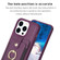 iPhone 15 Pro BF27 Metal Ring Card Bag Holder Phone Case - Dark Purple