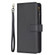 iPhone 15 Pro 9 Card Slots Zipper Wallet Leather Flip Phone Case - Black