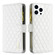 iPhone 15 Pro Diamond Lattice Zipper Wallet Leather Flip Phone Case - White