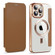 iPhone 15 Pro MagSafe Magnetic RFID Anti-theft Leather Phone Case - Brown